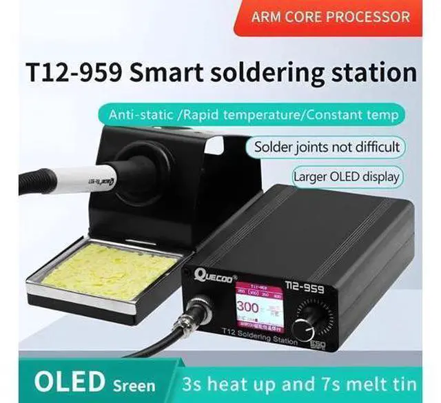Alt view image 4 of 7 - T12-959 V5.1 Soldering Station Electronic Soldering Iron OLED Bigger Digital Display and 5pin 907 Handle Iron tip(QUECOO T12-959 Kit V)