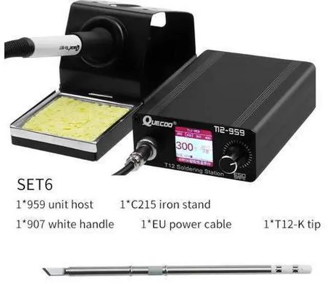 Alt view image 5 of 7 - T12-959 V5.1 Soldering Station Electronic Soldering Iron OLED Bigger Digital Display and 5pin 907 Handle Iron tip(QUECOO T12-959 Kit V)