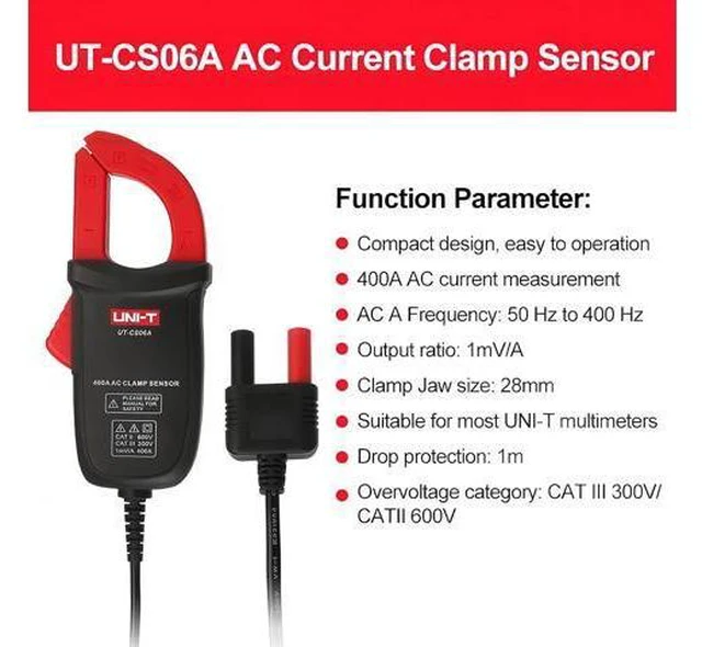 Alt view image 3 of 7 - UT-CS06A 400A AC Current Clamp Sensor; Multimeter Sensor for UT61E+ UT196 UT139C UT117C UT136B+ Option Current clamp