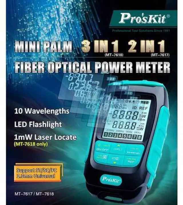 Alt view image 2 of 7 - Tools Solutions MT-7618 Mini Palm 3 in 1 fiberOptical Power Meter Compact Power Meter Support 10 Wavelengths Visual Fault Locator Self Calibration(MT-7618), YH-MT-7618-C