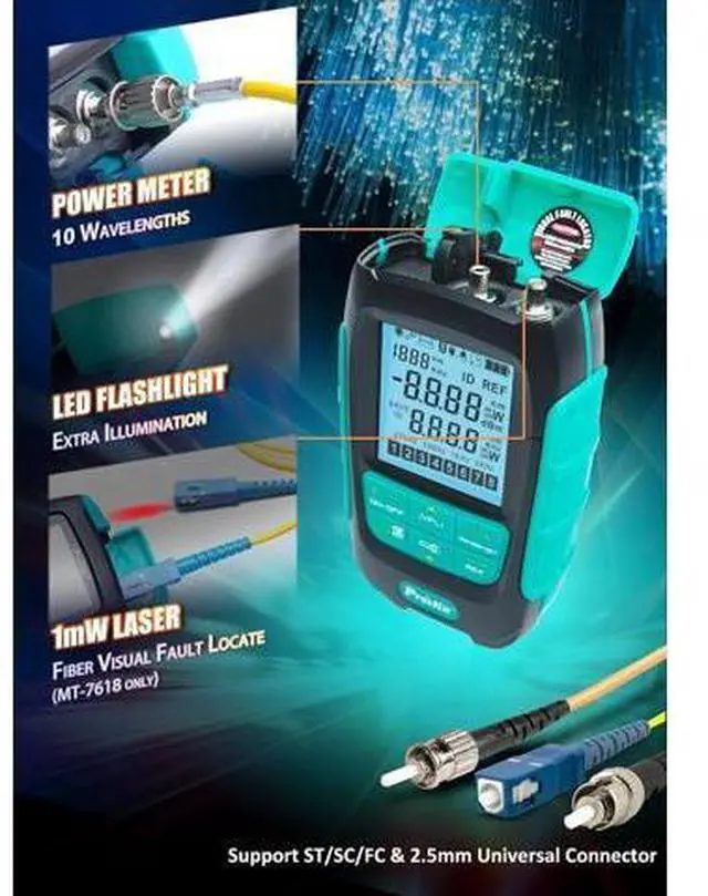 Alt view image 3 of 7 - Tools Solutions MT-7618 Mini Palm 3 in 1 fiberOptical Power Meter Compact Power Meter Support 10 Wavelengths Visual Fault Locator Self Calibration(MT-7618), YH-MT-7618-C