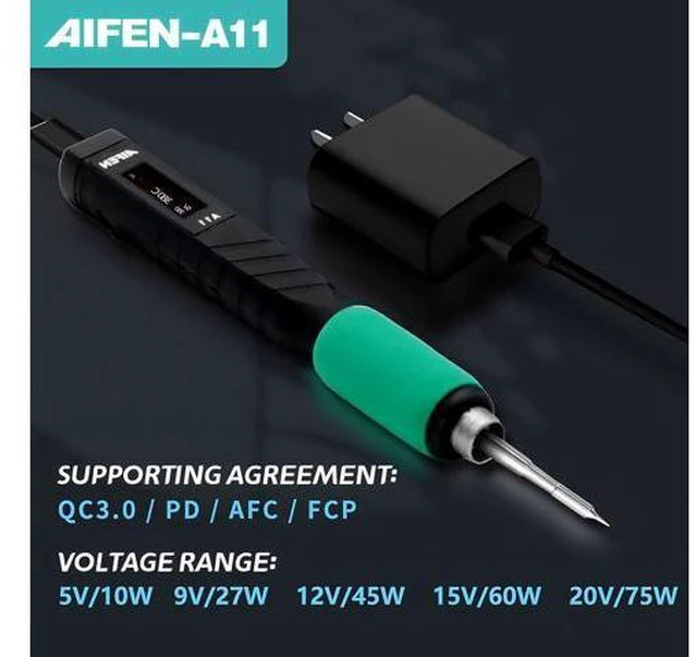 Alt view image 3 of 7 - A11 USB Soldering Station Charging Soldering Iron Portable for Cell-Phone Repair Welding Tools Compatible C210 Handle +3tips
