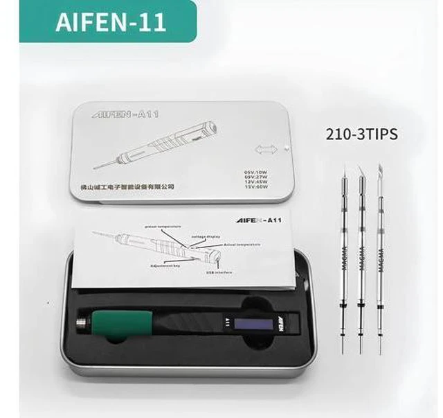 Alt view image 7 of 7 - A11 USB Soldering Station Charging Soldering Iron Portable for Cell-Phone Repair Welding Tools Compatible C210 Handle +3tips