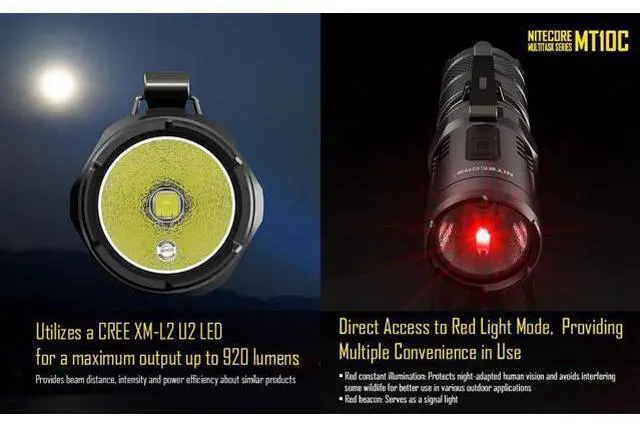 Alt view image 4 of 6 - MT10C 920 Lumen ARC Rail Tactical Helmet Light, Rechargeable and Rotary with Red Light