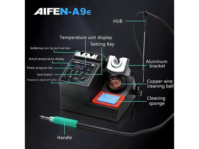 Alt view image 5 of 7 - A9E Soldering Station Compatible Soldering Iron Tip 115/210/245 Handle Control Temperature Welding Rework Station(A9E 115+3tips)
