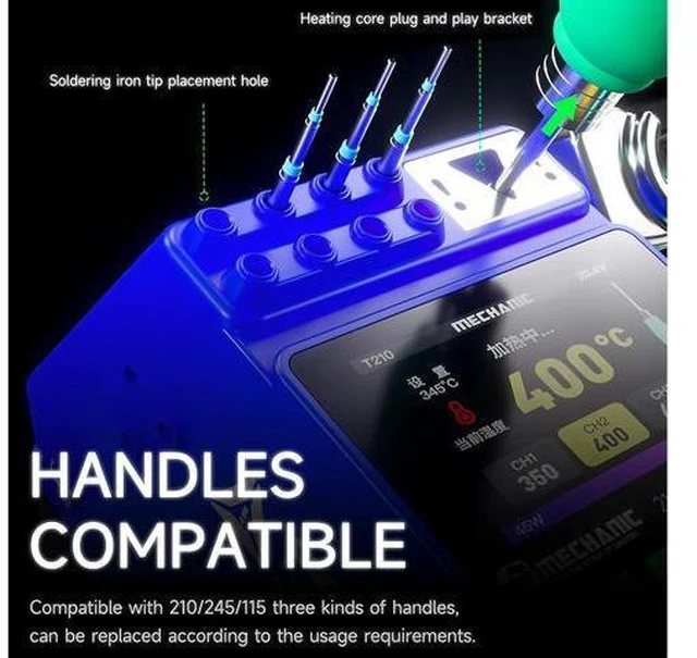 Alt view image 4 of 7 - Swift 1 Soldering Station Compatible Soldering Iron Tip C210 245 115 Handle Lead-Free Electronic Welding Rework Station(Swift 1-C245+1Tip)