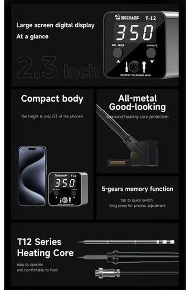 Alt view image 2 of 7 - T 12 Desktop Soldering Iron with LED Digital Display Screen Precise Temperature Control Soldering Station Repair Tools