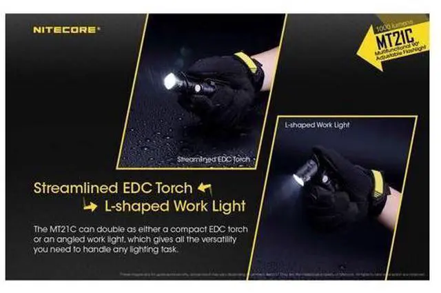 Alt view image 3 of 6 - MT21C 1000 Lumen 90 Degree Tiltable Head Multifunction LED Flashlight with LumenTac Batteries for Work and Everyday Carry