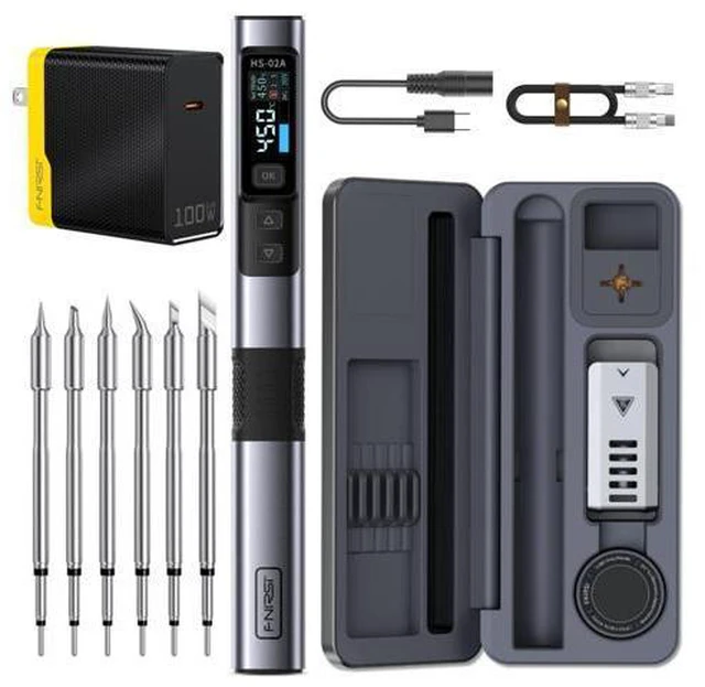 Main image of HS-02A 100W Portable Corded Soldering Iron Kit with Storage Case, 3S Fast Heating, 212-842, Pre-set 3 Groups Temperature, 6 F245 Soldering Tips, Smart Soldering Iron Pen for Electronics Repair