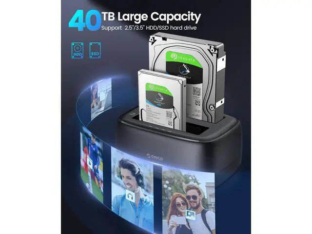 Alt view image 7 of 7 - M.2 NVMe SATA SSD Enclosure Adapter 5Gbps NGFF SATA PCIe M-Key(B+M Key) 2230/2242/2260/2280 + ORICO Dual Bay External Hard Drive Docking Station