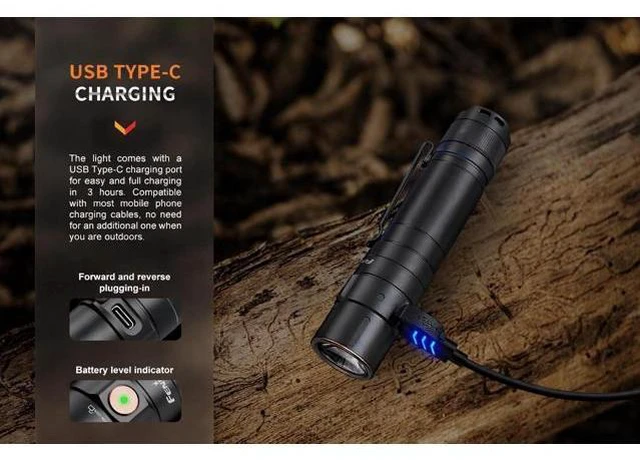 Alt view image 4 of 7 - E35R EDC Flashlight, 3100 Lumens USB-C Rechargeable High Lumen Performance Flashlight with LumenTac Organizer (Maze Pattern Navy Blue)