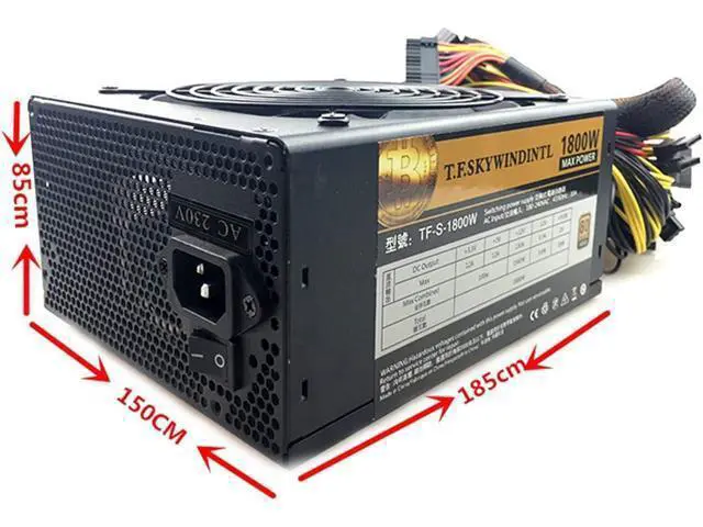 Alt view image 5 of 6 - 1800 PC Desktop Power Supply PSU Gold Power 1800W BTC Power Supply for R9 380 RX 470 RX480 6 GPU Cards Mining rig ATX Ethereum