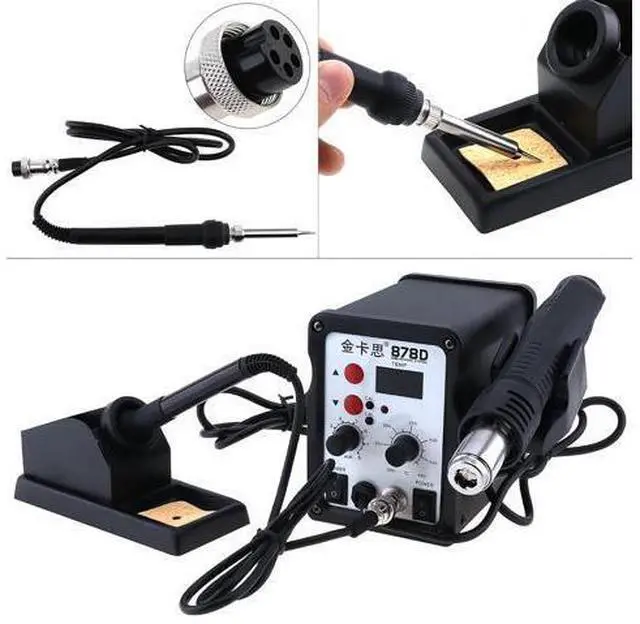 Alt view image 7 of 7 - 220V 700W 2-in-1 SMD Digital Display Soldering Station with Hot-Air Gun and Solder Iron Black