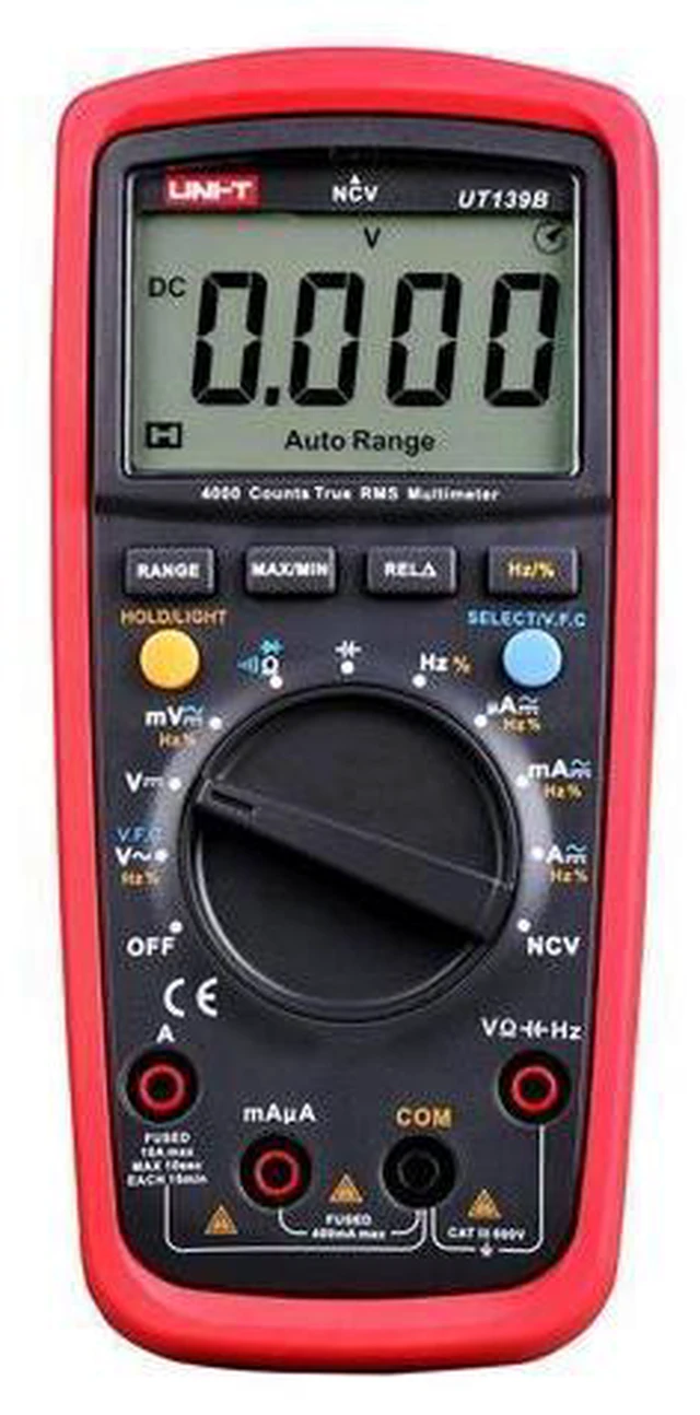 Main image of UT139B CAT III 600V True RMS Digital Multimeter with Frequency,NCV,Resistance, Voltage,Temperature Measurement,Red/Grey