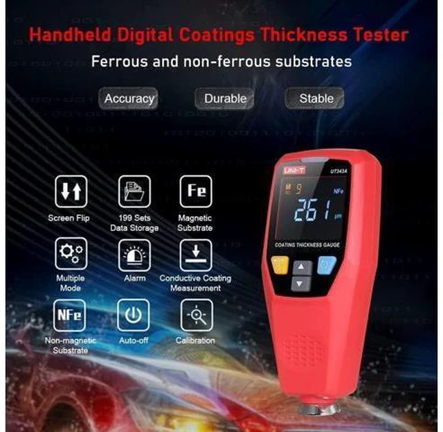 Alt view image 3 of 7 - UT343A Digital Coating Thickness Composite Gauge Meter Automobile Paint Film Tester Measuring FE/NFE Paint Tool USB Data Storage Single-Point Multi-Point Quick Judgment Prompt
