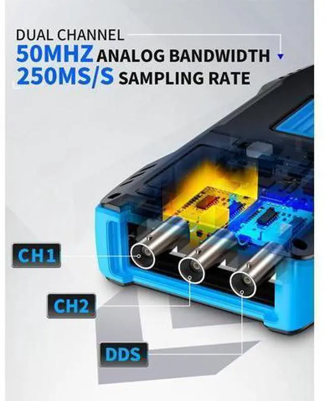 Alt view image 5 of 7 - 2C53T Upgraded Handheld Oscilloscope, 50MHz Bandwidth, 250MS/s Sampling Rate, 20000 Counts, 3IN1 Digital Oscilloscope Multimeter DDS Generator, Voltage, Current, Capacitor, Resistor, Diode Test