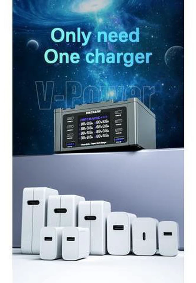 Alt view image 6 of 7 - V-Power 8 8S 8ultra 8pro 8Max Super Fast Charger USB Multi Port Charger Digital Display Phone Pad Watch Charging Tools(V-Power 8Ultra)
