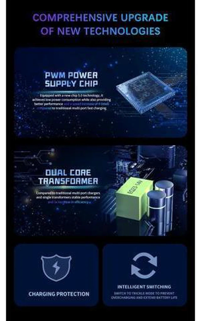 Alt view image 7 of 7 - V-Power 8 8S 8ultra 8pro 8Max Super Fast Charger USB Multi Port Charger Digital Display Phone Pad Watch Charging Tools(V-Power 8Ultra)