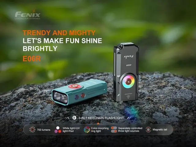 Alt view image 2 of 7 - E06R 700 Lumen 3-in-1 EDC Keychain Flashlight, USB-C Rechargeable, Includes UV Light and Organizer (Graffiti)