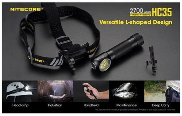 Alt view image 4 of 7 - HC35 2700 Lumen USB Rechargeable L-Shape Detachable Headlamp Flashlight with QC3.0 Quick Charge Wall Adapter