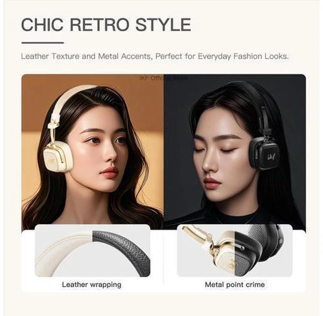 Alt view image 2 of 7 - E2 Bluetooth On-Ear Headphones, Wireless Foldable Headset with 90H Playtime, 40mm Drivers, Deep Bass, 3D Spatial Sound, Built-in Mic (Offwhite)