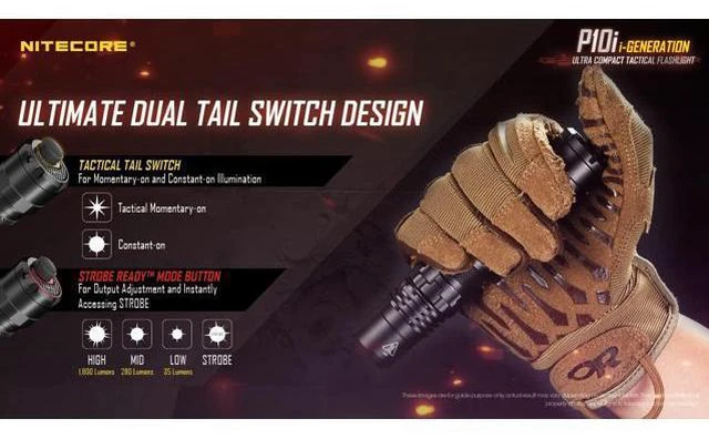 Alt view image 3 of 6 - P10i 1800 Lumen Tactical Flashlight and NTC2i U-Shape Tailcap, USB-C Rechargeable