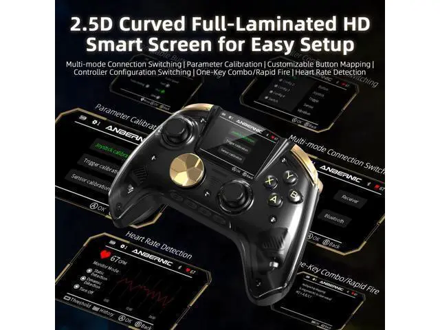 Alt view image 3 of 7 - RG G01 Interactive Screen Wireless Gaming Controller Compatible with PC/Steam/Linux/Android/Switch/IOS 2.4G Wireless Bluetooth Controller Gamepad Hall Effect Triggers(Black)