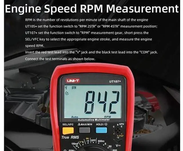 Alt view image 5 of 7 - Multimeter clamp Meter UT105+ UT107+ UT105 UT107 Automotive Multimeter AC DC Voltage Current Resistance Circuit Capacitor Frequency Temperature Tester(UT107+)