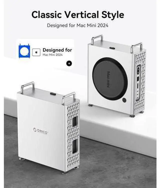 Alt view image 2 of 7 - MiniPro Aluminum Stand for Mac mini M4/M4 Pro, Vertical Mount Holder Case, Durable Mini PC Accessories for Mac mini M4 (MS10)