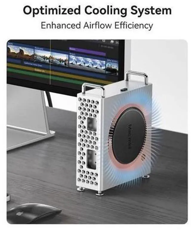 Alt view image 4 of 7 - MiniPro Aluminum Stand for Mac mini M4/M4 Pro, Vertical Mount Holder Case, Durable Mini PC Accessories for Mac mini M4 (MS10)
