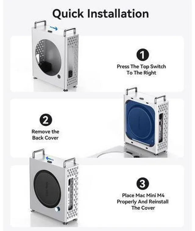 Alt view image 7 of 7 - MiniPro Aluminum Stand for Mac mini M4/M4 Pro, Vertical Mount Holder Case, Durable Mini PC Accessories for Mac mini M4 (MS10)