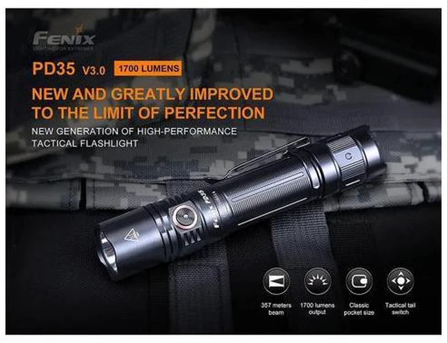 Alt view image 4 of 7 - PD35 v3.0 Rechargeable Tactical Flashlight, 1700 Lumens EDC Light with Organizer (Green)