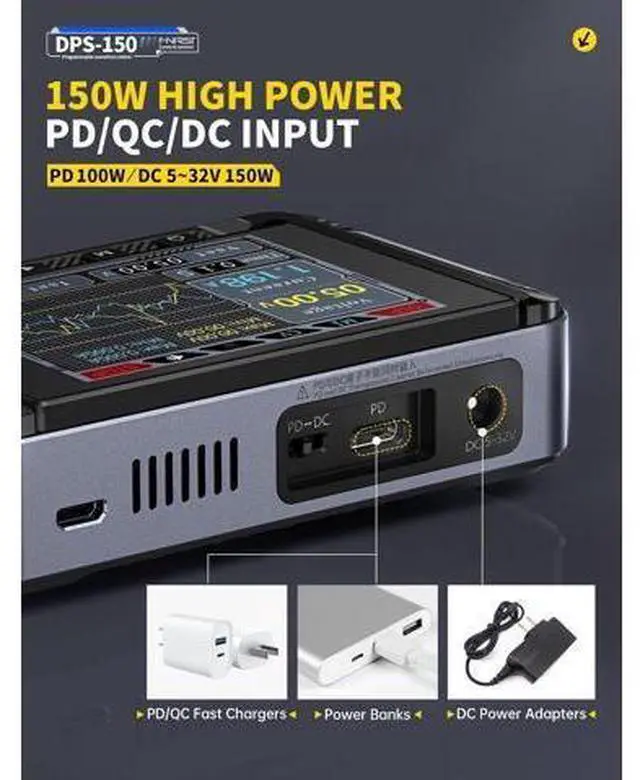 Alt view image 3 of 7 - DPS-150 DC Power Supply Variable, 0-30V 0-5A Adjustable DC CNC Power Supply with 4-Digit IPS Display, <20mV Power Ripple, PD/QC/DC Input, PC Programmable Regulated Switching Power Supply