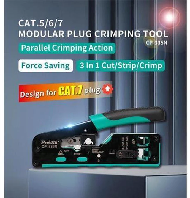 Alt view image 2 of 7 - Tools Solutions CP-335N CAT.5/6/7 Modular Plug Crimping Tool Parallel Crimping Action Force Saving 3 in 1 Cut/Strip/Crimp(CP-335N)