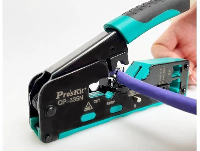 Alt view image 4 of 7 - Tools Solutions CP-335N CAT.5/6/7 Modular Plug Crimping Tool Parallel Crimping Action Force Saving 3 in 1 Cut/Strip/Crimp(CP-335N)