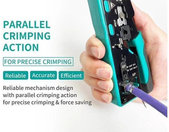 Alt view image 6 of 7 - Tools Solutions CP-335N CAT.5/6/7 Modular Plug Crimping Tool Parallel Crimping Action Force Saving 3 in 1 Cut/Strip/Crimp(CP-335N)