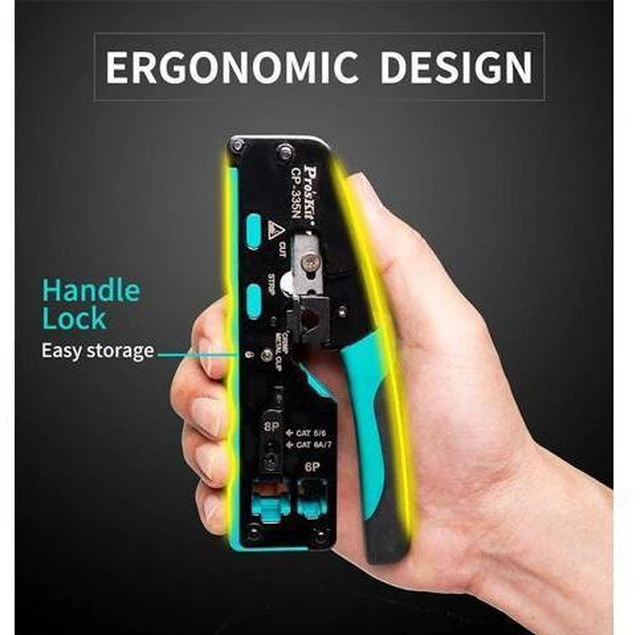 Alt view image 7 of 7 - Tools Solutions CP-335N CAT.5/6/7 Modular Plug Crimping Tool Parallel Crimping Action Force Saving 3 in 1 Cut/Strip/Crimp(CP-335N)