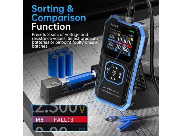 Alt view image 4 of 7 - HRM-10 Voltage Internal Resistance Battery Tester, Milliohmmeter 100V 200, Car Battery Tester, Battery Checker Tester for All Types of Batteries, AAA AA Battery, Household Battery Analyzer