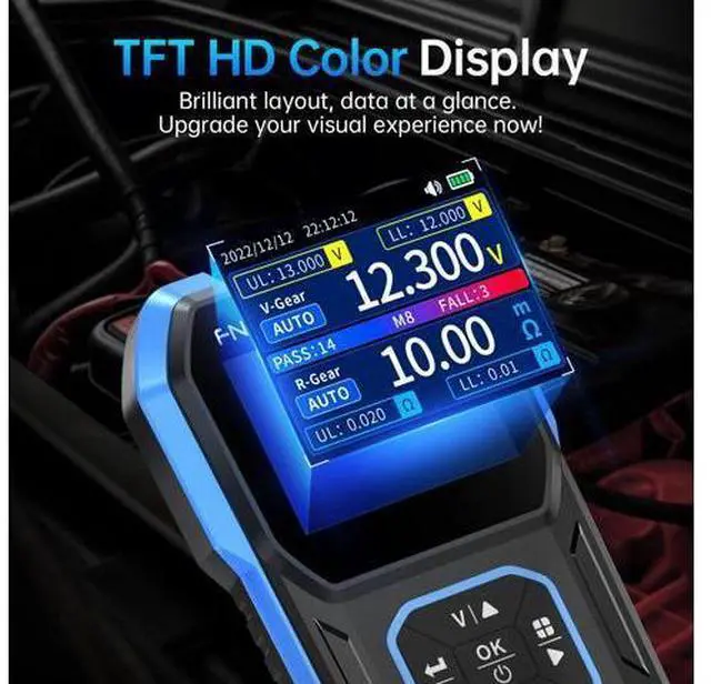 Alt view image 6 of 7 - HRM-10 Voltage Internal Resistance Battery Tester, Milliohmmeter 100V 200, Car Battery Tester, Battery Checker Tester for All Types of Batteries, AAA AA Battery, Household Battery Analyzer