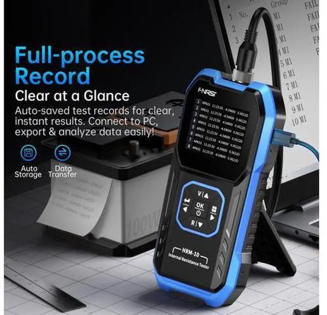 Alt view image 7 of 7 - HRM-10 Voltage Internal Resistance Battery Tester, Milliohmmeter 100V 200, Car Battery Tester, Battery Checker Tester for All Types of Batteries, AAA AA Battery, Household Battery Analyzer