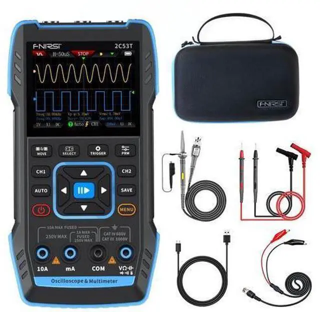Main image of 2C53T Upgraded Handheld Oscilloscope, 50MHz Bandwidth, 250MS/s Sampling Rate, 20000 Counts, 3IN1 Digital Oscilloscope Multimeter DDS Generator, Voltage, Current, Capacitor, Resistor, Diode Test