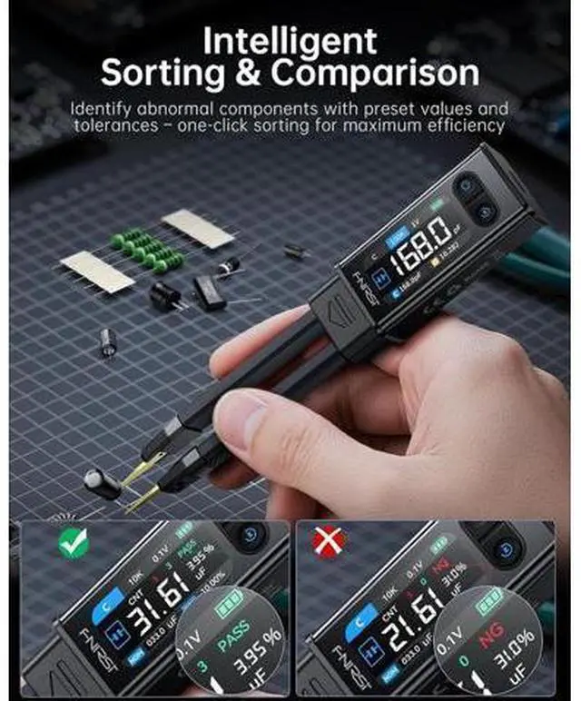 Alt view image 3 of 7 - LCR-ST2 100kHz LCR ESR Meter Tweezer, SMD & Through-Hole Component Tester, Auto Sort Compare, Resistor, Inductor, Diode, Capacitor Tester, Measures Voltage & Continuity, Full-Band Scan