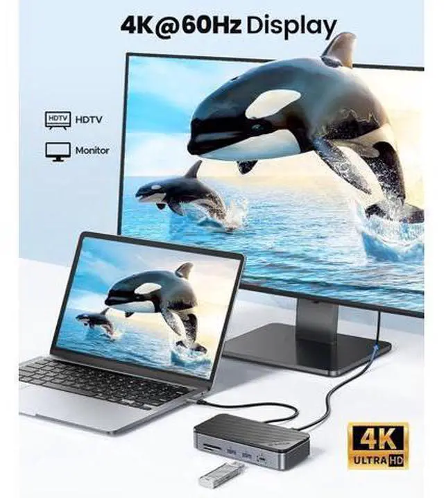 Alt view image 6 of 7 - 10-in-1 USB C HUB with SSD Enclosure Built-in Cooling Fan with NVMe/SATA, HDMI 4K@60Hz,10Gbps/5Gbps USBA/C, Gigabit Ethernet, SD/TF 3.0 Ports, Compatible with Windows/Mac/Dell/HP
