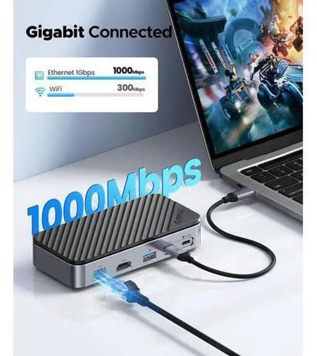 Alt view image 7 of 7 - 10-in-1 USB C HUB with SSD Enclosure Built-in Cooling Fan with NVMe/SATA, HDMI 4K@60Hz,10Gbps/5Gbps USBA/C, Gigabit Ethernet, SD/TF 3.0 Ports, Compatible with Windows/Mac/Dell/HP