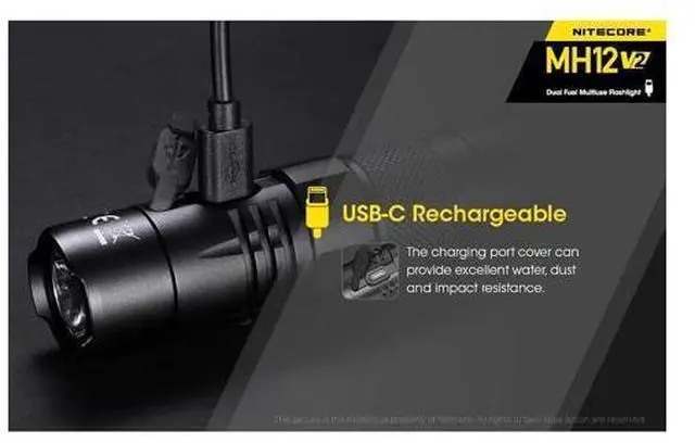 Alt view image 4 of 7 - MH12 v2 1200 Lumen USB-C Rechargeable Tactical Flashlight with LumenTac Organizer