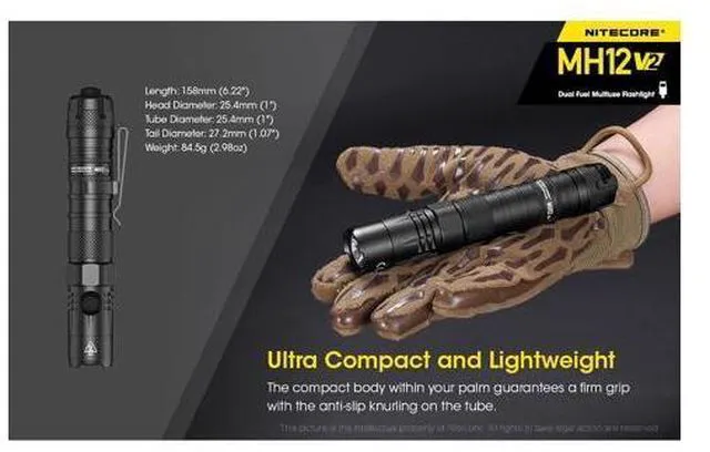 Alt view image 5 of 7 - MH12 v2 1200 Lumen USB-C Rechargeable Tactical Flashlight with LumenTac Organizer