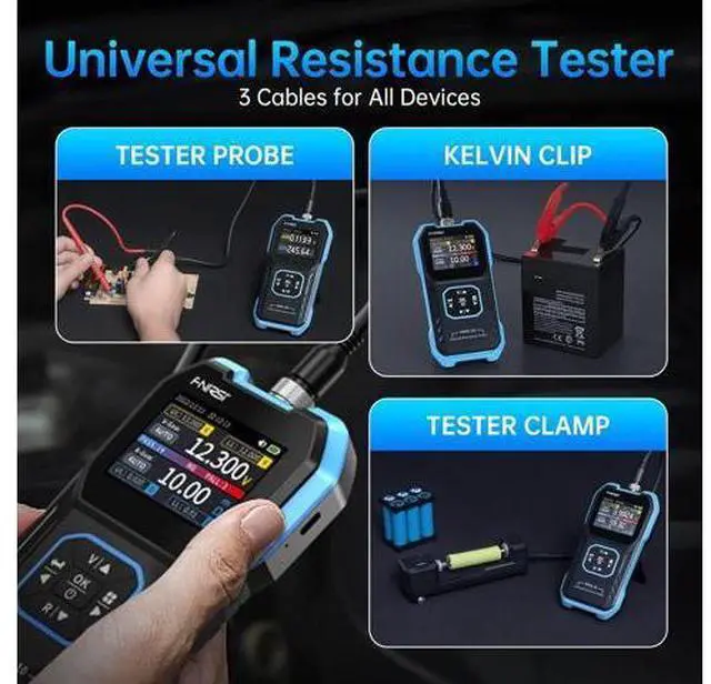 Alt view image 3 of 7 - HRM-10 Voltage Internal Resistance Battery Tester, Milliohmmeter 100V 200, Car Battery Tester, Battery Checker Tester for All Types of Batteries, AAA AA Battery, Household Battery Analyzer