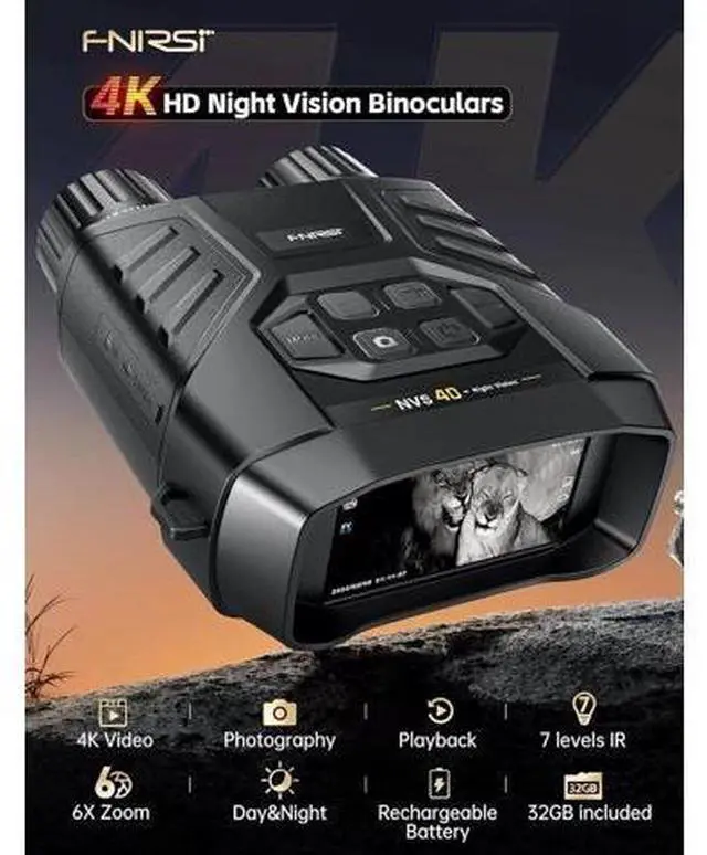 Alt view image 2 of 7 - NVS40 4K Night Vision Goggles, for Dad Man Adult, Night Vision Binoculars with 4K Video 36M Photos, 32GB SD Card, 3" HD Screen Digital Infrared Binoculars for Day and Night