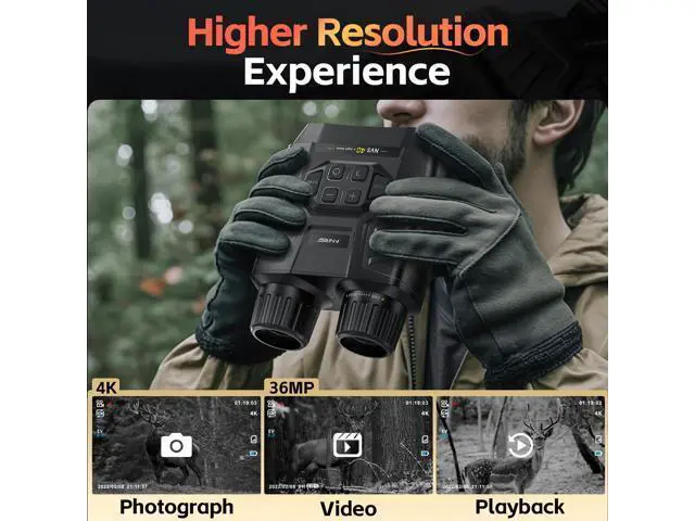 Alt view image 3 of 7 - NVS40 4K Night Vision Goggles, for Dad Man Adult, Night Vision Binoculars with 4K Video 36M Photos, 32GB SD Card, 3" HD Screen Digital Infrared Binoculars for Day and Night