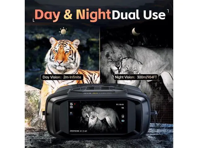 Alt view image 4 of 7 - NVS40 4K Night Vision Goggles, for Dad Man Adult, Night Vision Binoculars with 4K Video 36M Photos, 32GB SD Card, 3" HD Screen Digital Infrared Binoculars for Day and Night